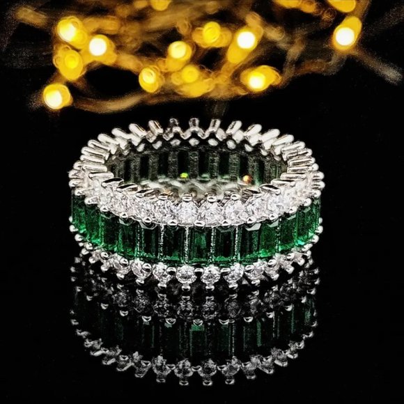 NEW ETERNITY BAND S925 STERLING SILVER DIAMOND RING, BEAUTIFUL RING, SHINY RING. - Picture 2 of 4